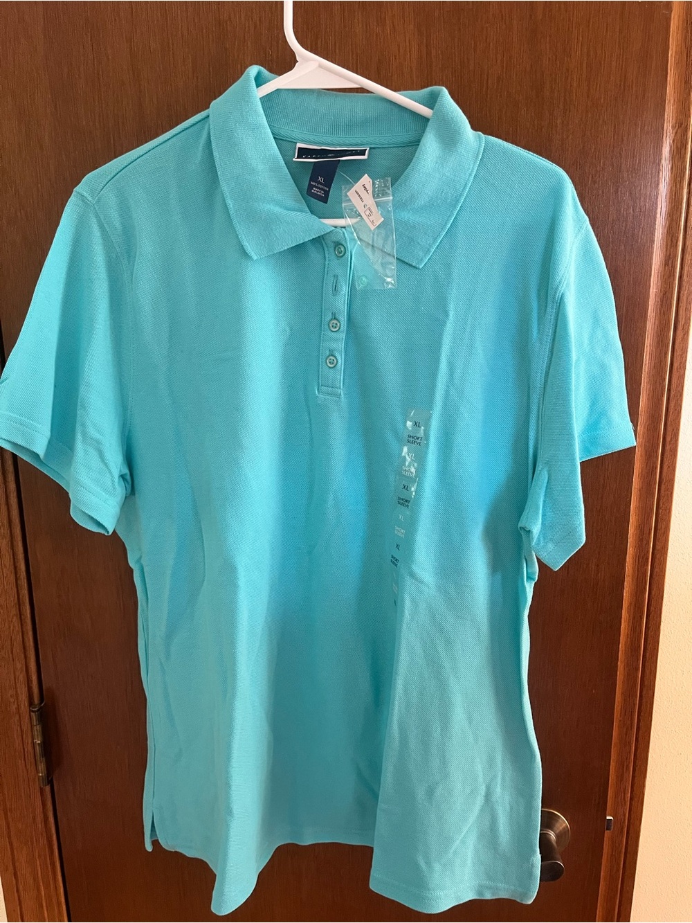 Karen Scott Aqua Polo Short Sleeve Top